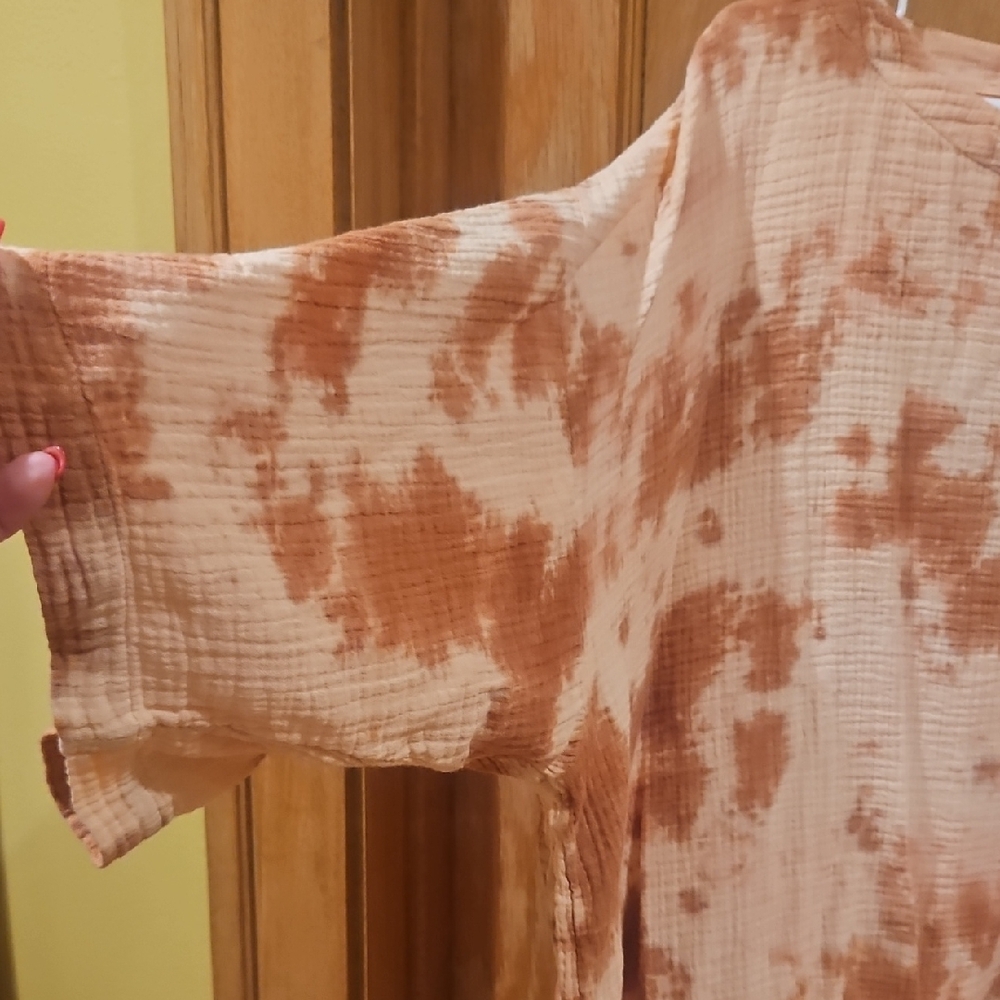 J. Jill Women's Rust Tie-Dye Blouse - Picture 3 of 4